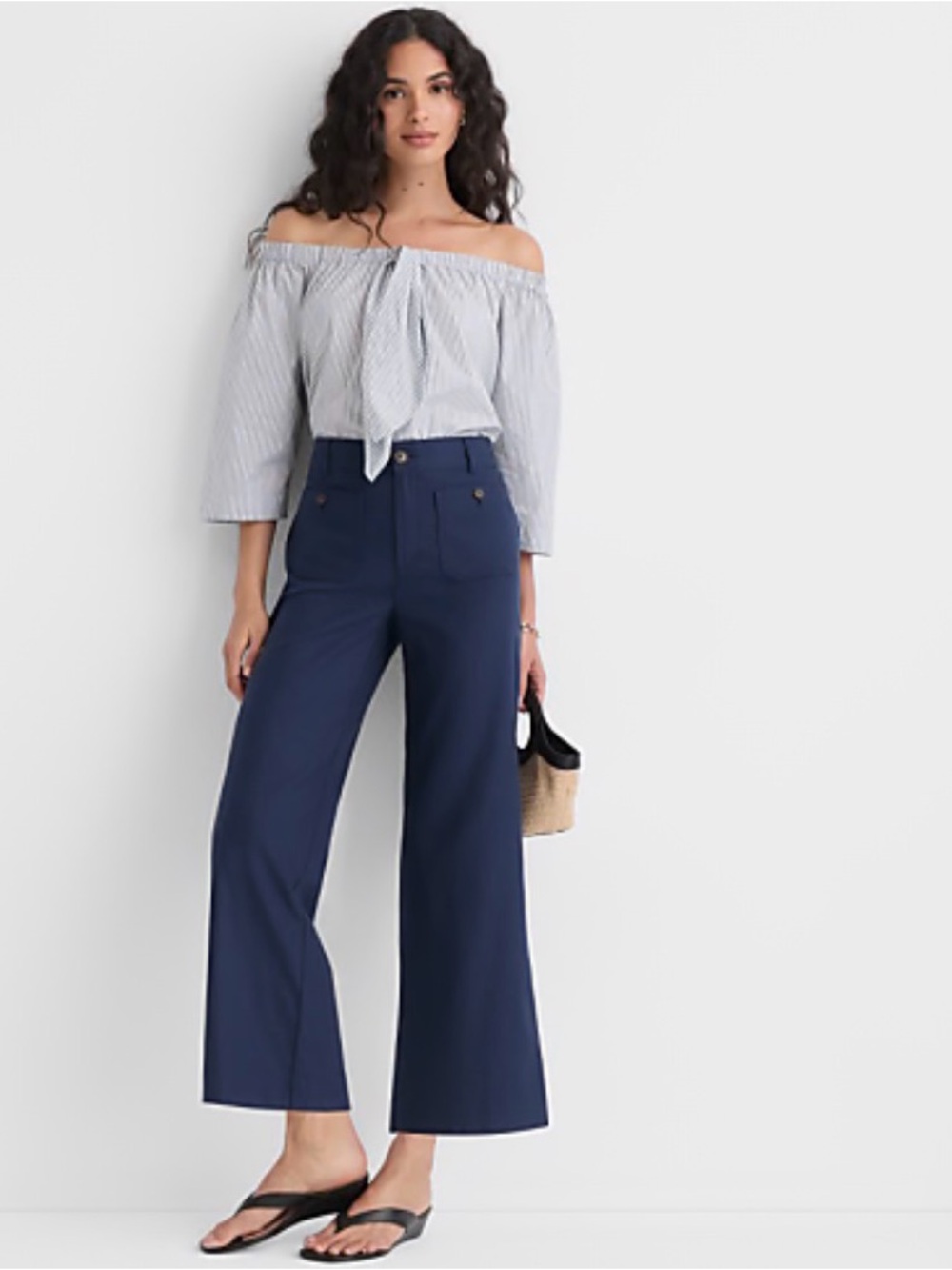 LOFT the Palmer wide leg Navy High-Rise Wide-Leg Pants